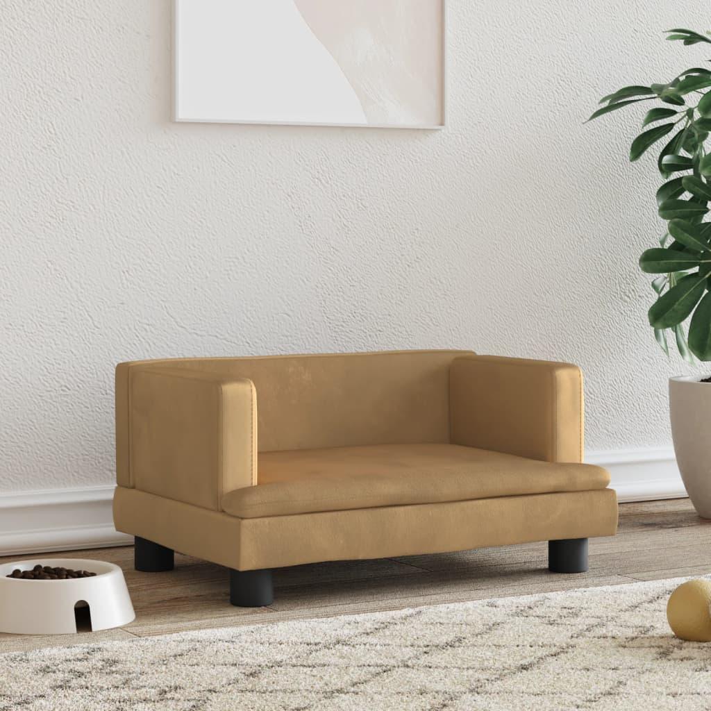 Hundeseng 60x40x30 cm velour brun