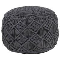 Håndlavet macramépuf 45x30 cm bomuld antracitgrå