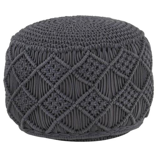 Håndlavet macramépuf 45x30 cm bomuld antracitgrå