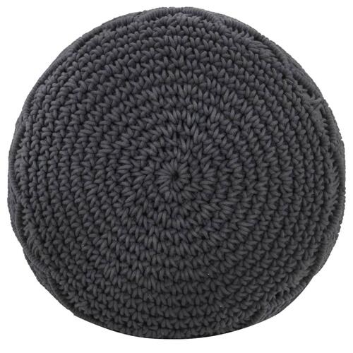 Håndlavet macramépuf 45x30 cm bomuld antracitgrå