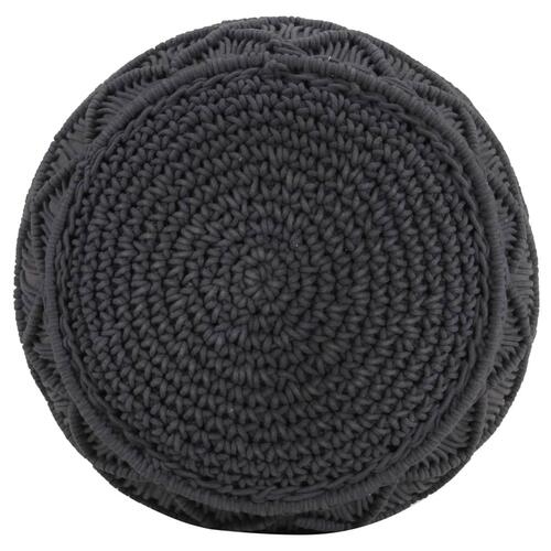 Håndlavet macramépuf 45x30 cm bomuld antracitgrå