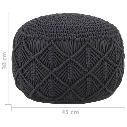 Håndlavet macramépuf 45x30 cm bomuld antracitgrå