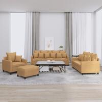 Sofasæt 4 dele med hynder velour brun