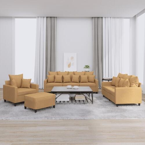 Sofasæt 4 dele med hynder velour brun