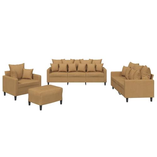 Sofasæt 4 dele med hynder velour brun