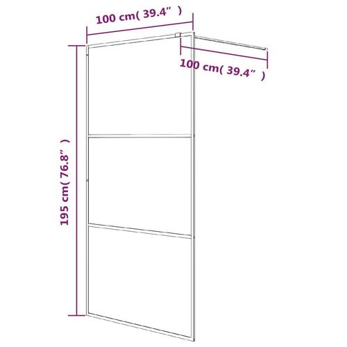 Brusevæg 100x195 cm klart sikkerhedsglas hvid