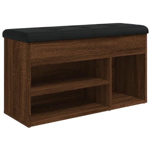 Skobænk 82x32x45,5 cm konstrueret træ brun egetræsfarve