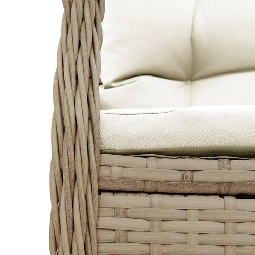 Spisebordssæt til haven 7 dele med hynder polyrattan beige