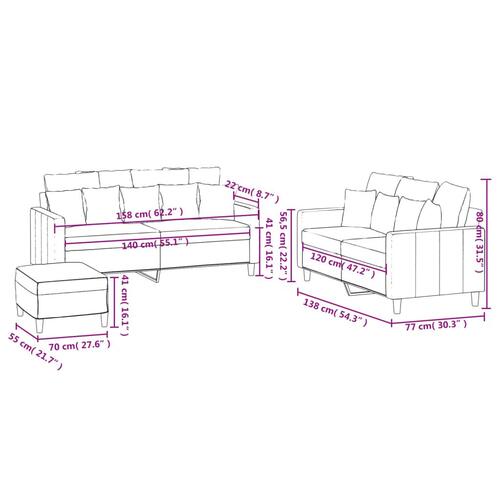 3 personers sofa med hynder velour blå