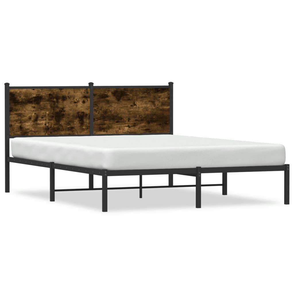 Sengeramme uden madras 137x190 cm metal røget egetræsfarve billede