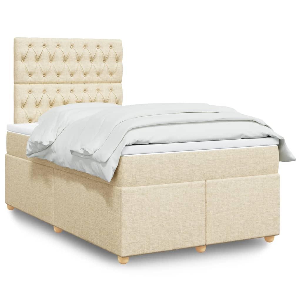 Kontinentalseng med madras 120x190 cm stof cremefarvet billede