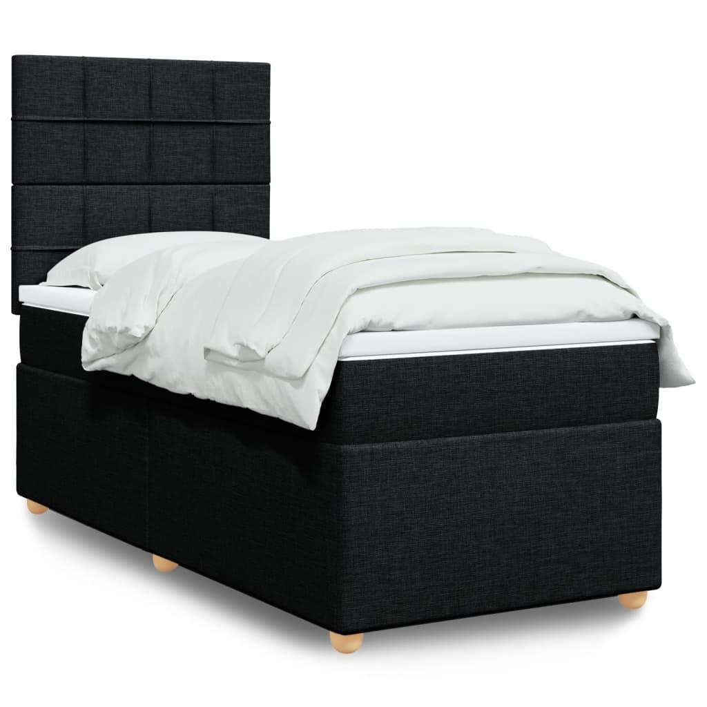 Kontinentalseng med madras og topmadras 100x200 cm - stof, sort