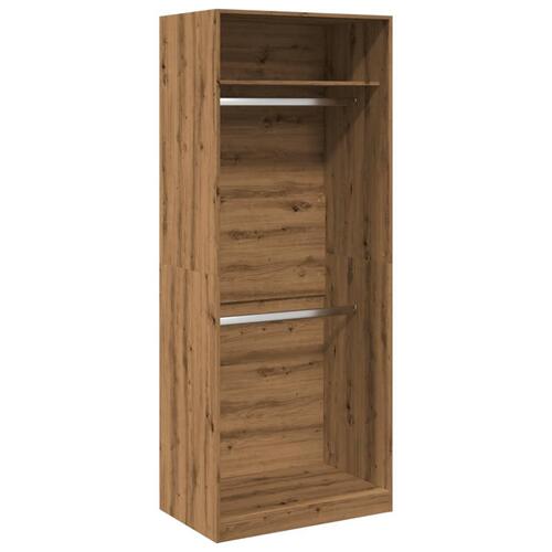 Klædeskab 80x50x200 cm konstrueret træ egetræslook