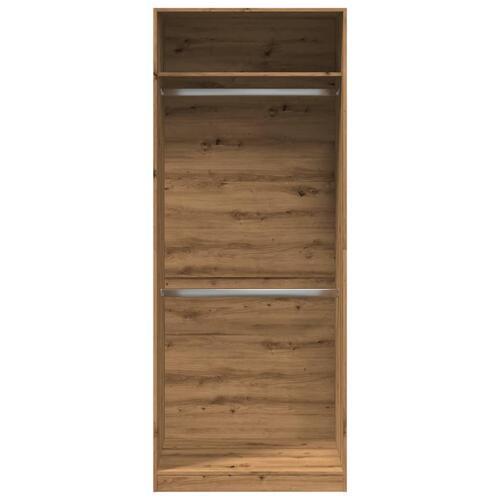 Klædeskab 80x50x200 cm konstrueret træ egetræslook