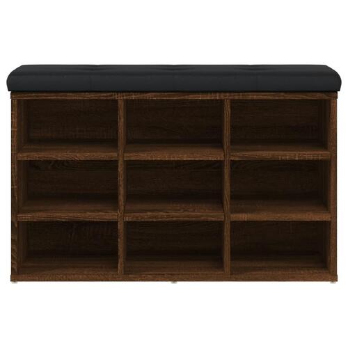 Skobænk 82x32x50 cm konstrueret træ brun egetræsfarve