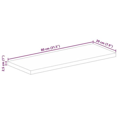 Bordplade 80x20x2,5 cm rektangulær massivt mangotræ