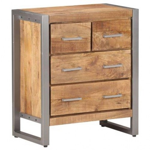 Skænk 60×35×70 cm i ru mangotræ - industrielt sideskab med 4 skuffer
