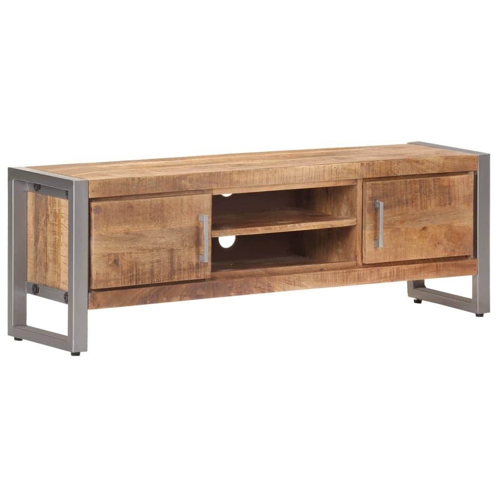 TV-bord 120×30×40 cm i ru mangotræ - industrielt med jernstel billede