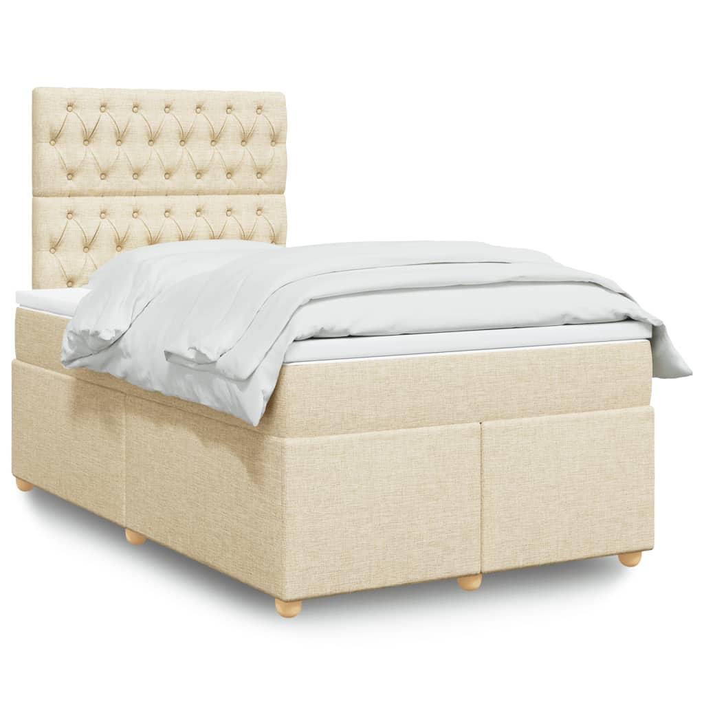 Kontinentalseng med madras 120x190 cm - stof, cremefarvet, LED og justerbar gavl billede