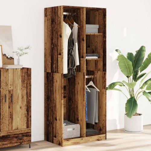 Klædeskab 80x50x200 cm konstrueret træ gammelt træ-look
