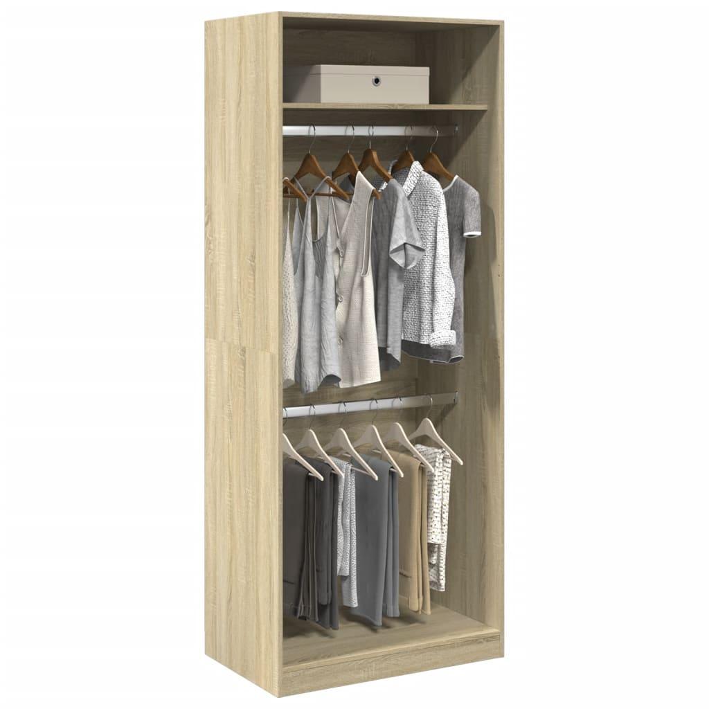 Klædeskab 80x50x200 cm konstrueret træ sonoma-eg