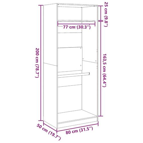 Klædeskab 80x50x200 cm konstrueret træ sonoma-eg