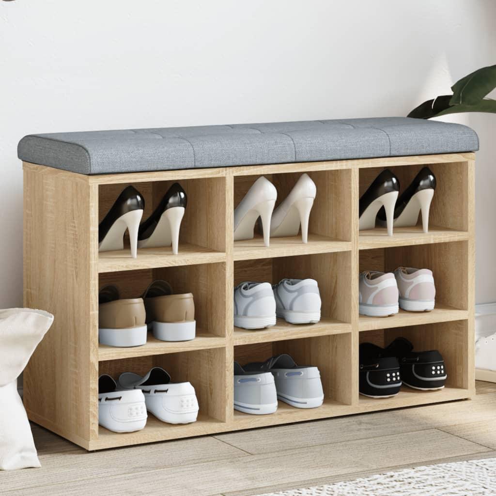 Skobænk 82x32x50 cm konstrueret træ sonoma-eg