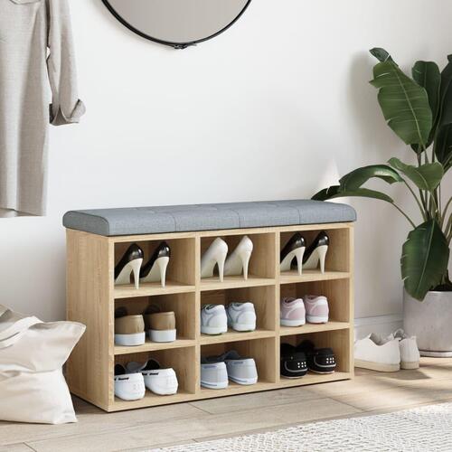 Skobænk 82x32x50 cm konstrueret træ sonoma-eg