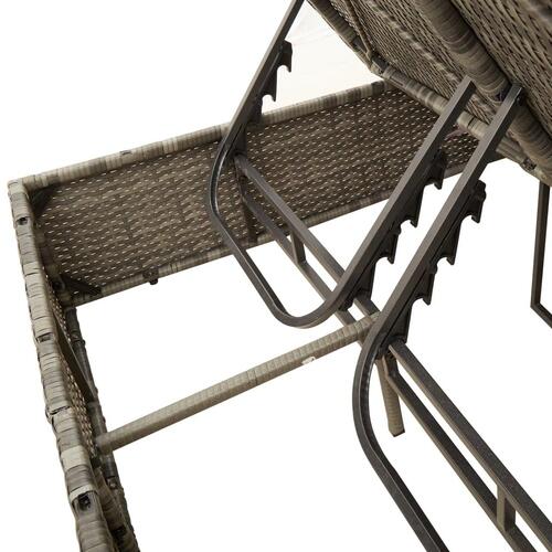 Solseng med tag og gardiner polyrattan grå