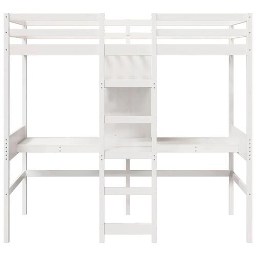 Højseng uden madras 80x200 cm massivt fyrretræ hvid