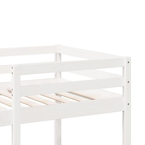 Højseng uden madras 80x200 cm massivt fyrretræ hvid