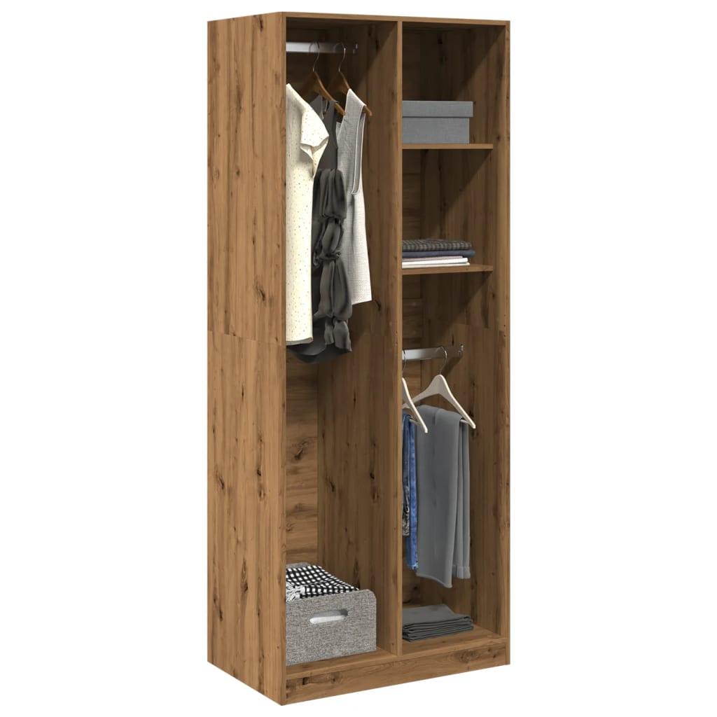 Klædeskab 80x50x200 cm konstrueret træ egetræsfarve