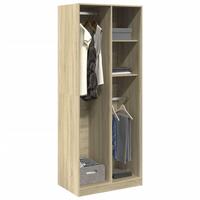 Klædeskab 80x50x200 cm konstrueret træ sonoma-eg