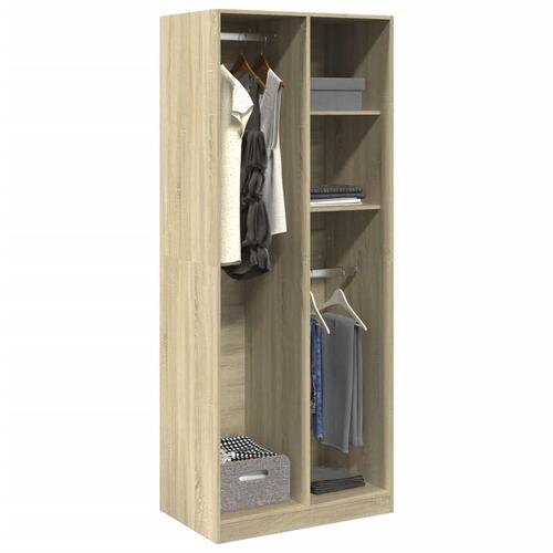 Klædeskab 80x50x200 cm konstrueret træ sonoma-eg