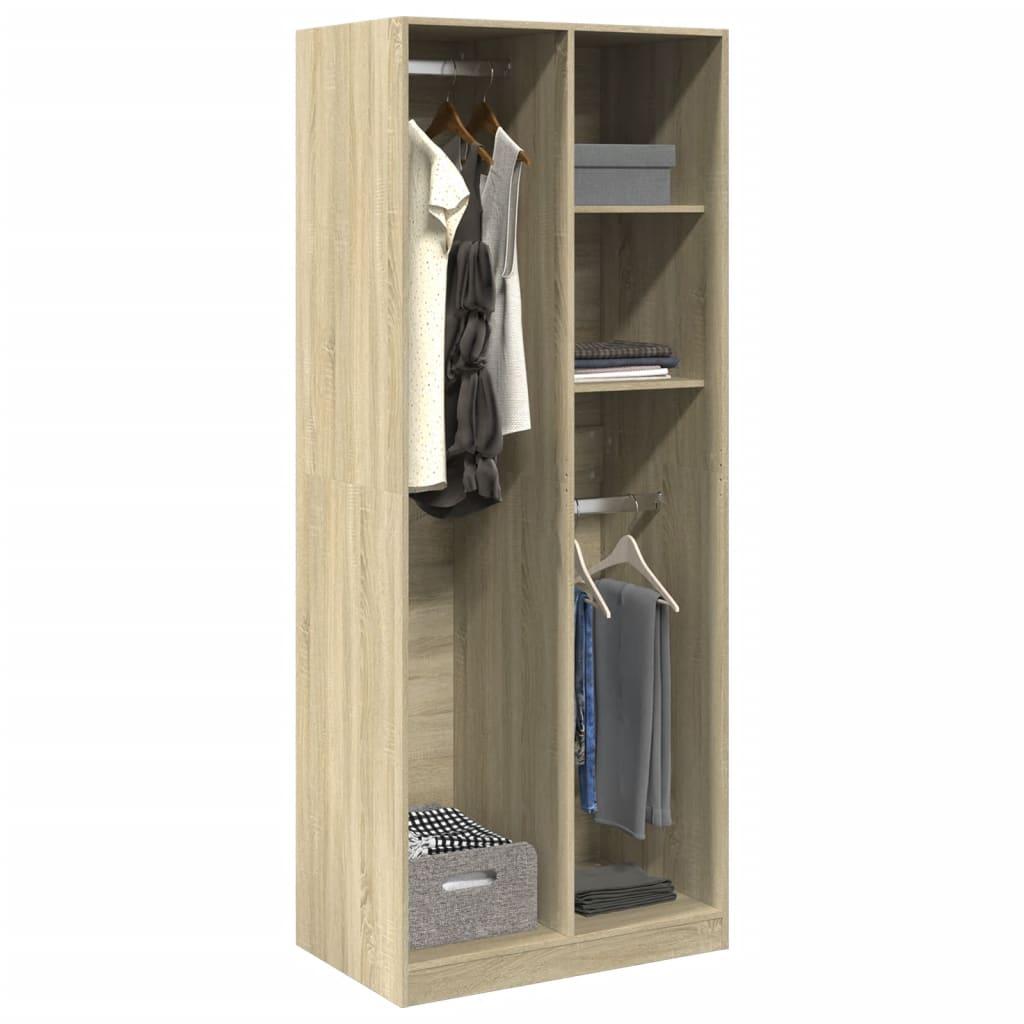 Klædeskab 80x50x200 cm konstrueret træ sonoma-eg