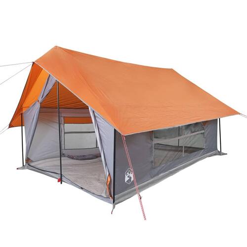 5-personers campingtelt vandafvisende grå og orange