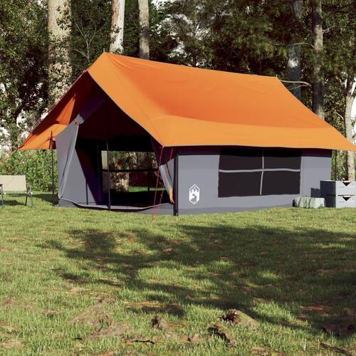 5-personers campingtelt vandafvisende grå og orange