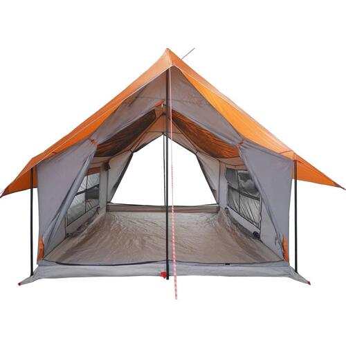 5-personers campingtelt vandafvisende grå og orange