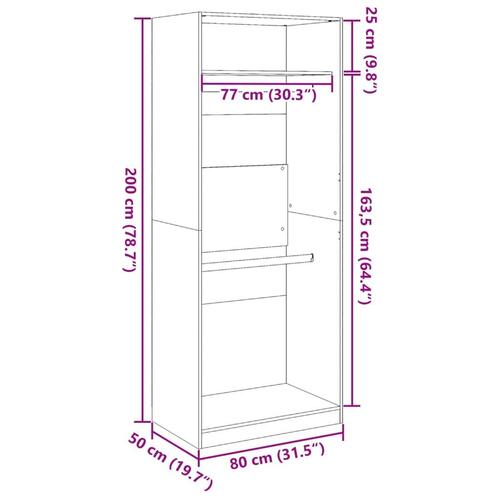 Klædeskab 80x50x200 cm konstrueret træ brun egetræsfarve