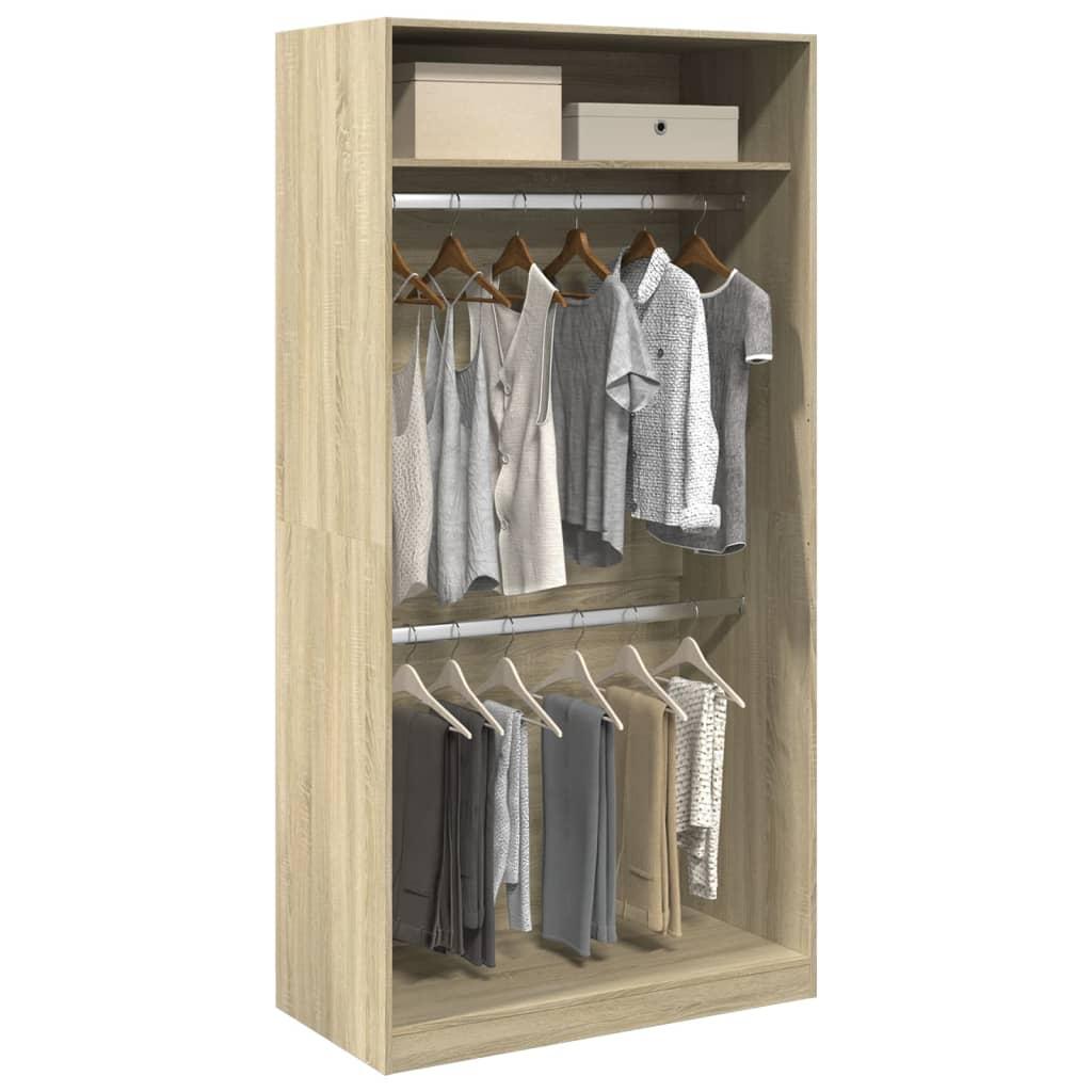Klædeskab 100x50x200 cm konstrueret træ sonoma-eg