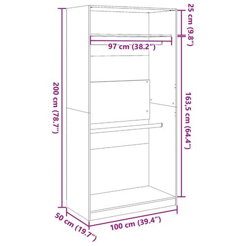 Klædeskab 100x50x200 cm konstrueret træ sonoma-eg