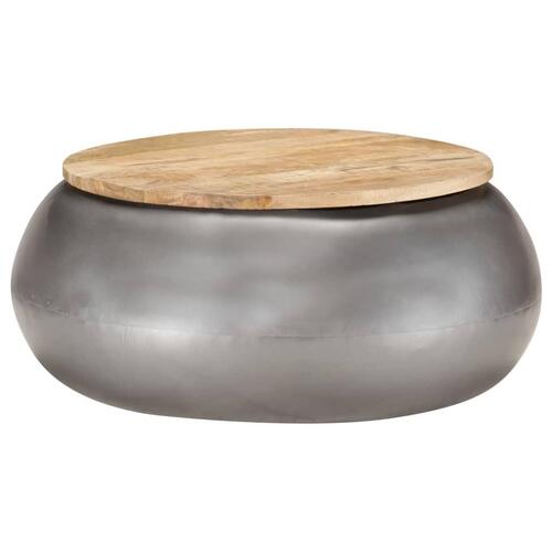 Sofabord 68x68x30 cm massivt mangotræ grå
