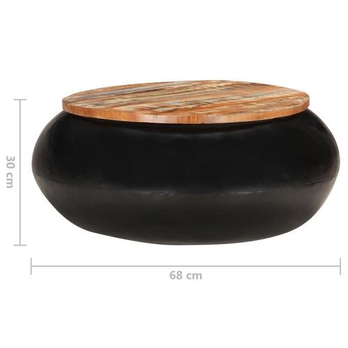 Sofabord 68x68x30 cm massivt genanvendt træ sort