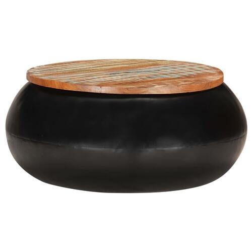 Sofabord 68x68x30 cm massivt genanvendt træ sort