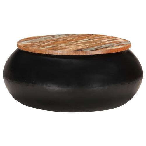 Sofabord 68x68x30 cm massivt genanvendt træ sort