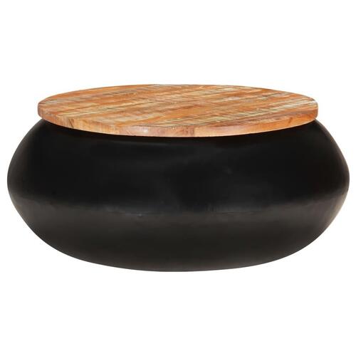 Sofabord 68x68x30 cm massivt genanvendt træ sort