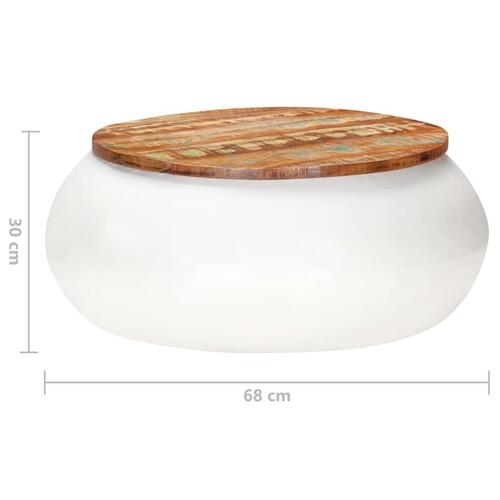 Sofabord 68x68x30 cm massivt genanvendt træ hvid