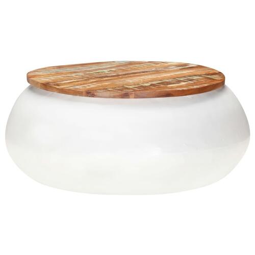 Sofabord 68x68x30 cm massivt genanvendt træ hvid