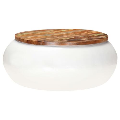 Sofabord 68x68x30 cm massivt genanvendt træ hvid