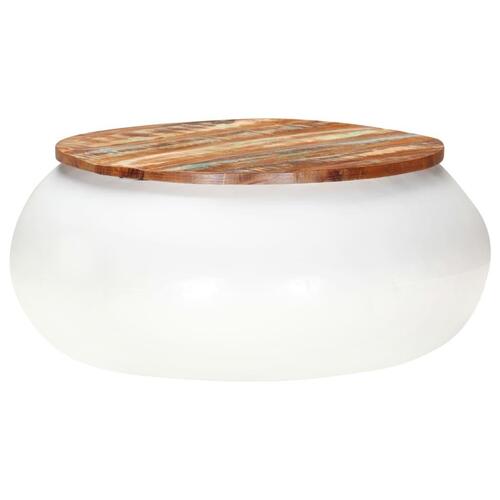 Sofabord 68x68x30 cm massivt genanvendt træ hvid
